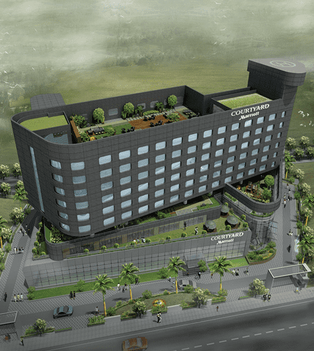 Courtyard by Marriott Rendered Arial View